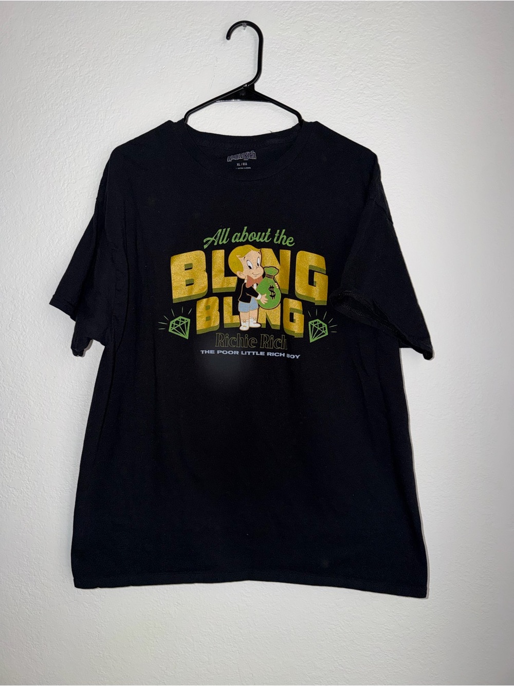 All About The Bling Bling Richie Rich Black Graphic Tee